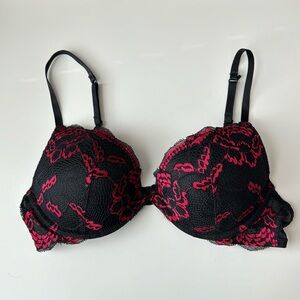 Red/Black Lace PushUp Bra